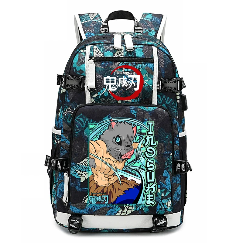 Demon Slayer Anime Print School Backpack Large Capacity Travel Bookbag for Boys Girls Kids Student view 2