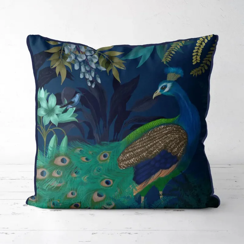 VIKAMA Peacock Cushion Cover Tropical Jungle Floral Print Living Room Sofa Soft Pillow Cover Car Bedroom Home Decor