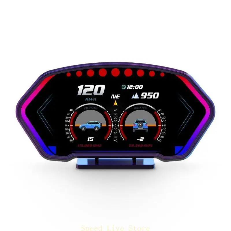 

547C Car Head Up Display Speed Clock Windshield Projector Overspeed Speedometer Alarm Fatigue Driving Reminder Slope Meter