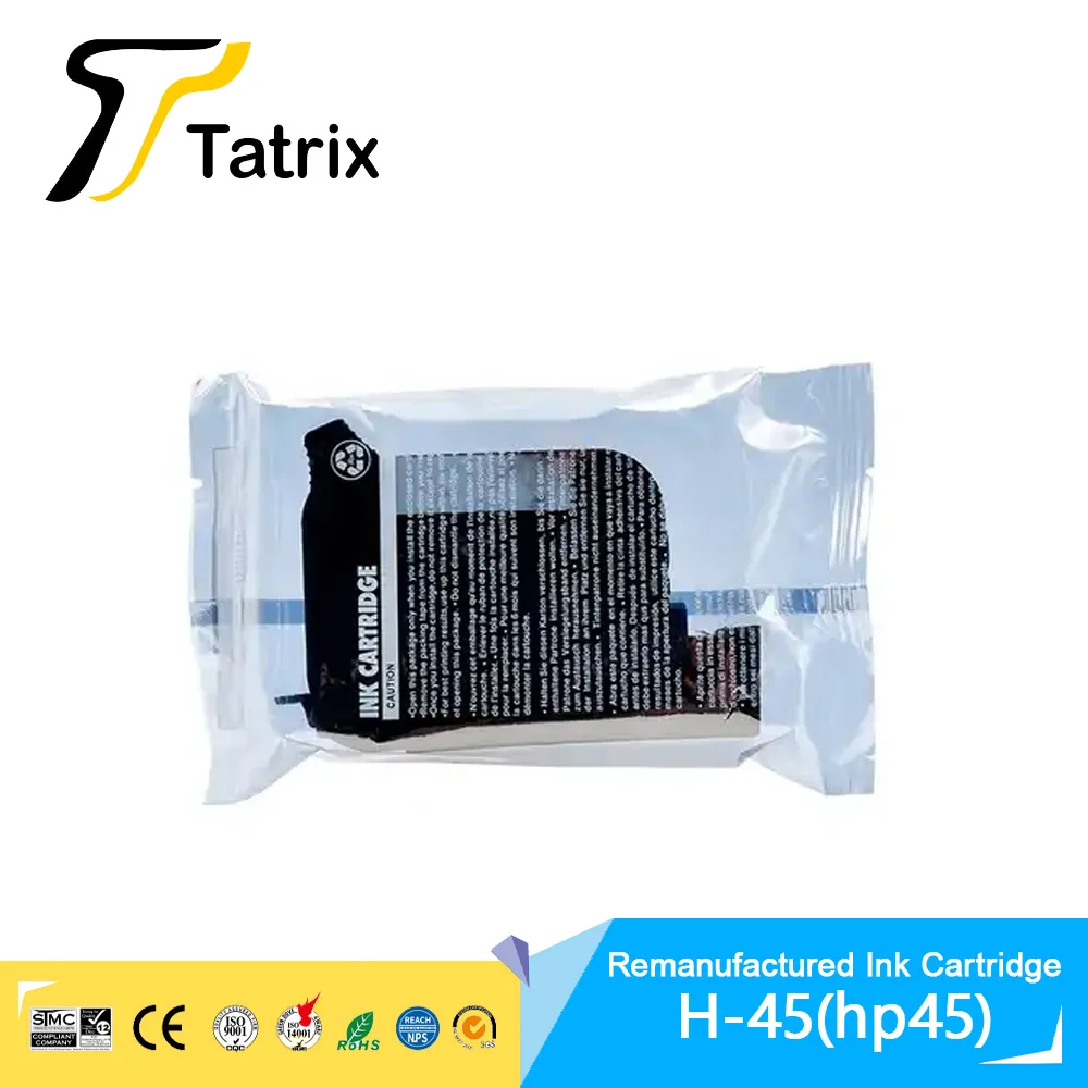 Tatrix hp45 ink cartridge hp45 Inkjet Plotter Remanufactured Black Inkjet Ink Cartridge 51645A 45a for Deskjet 710c Printer