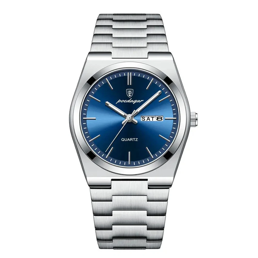 POEDAGAR элегантные часы для женщин, водонепроницаемые светящиеся часы с датой недели, женские часы, кварцевые женские модные наручные часы из нержавеющей стали