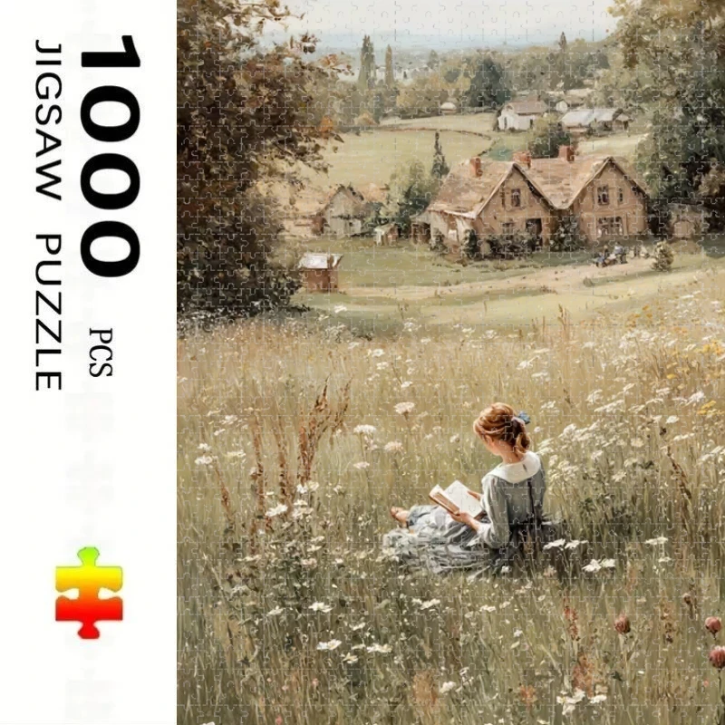 

The Girl Reading on The Lawn New Style Educational Puzzle Difficult Challenge Leisure Decompression Jigsaw Puzzle