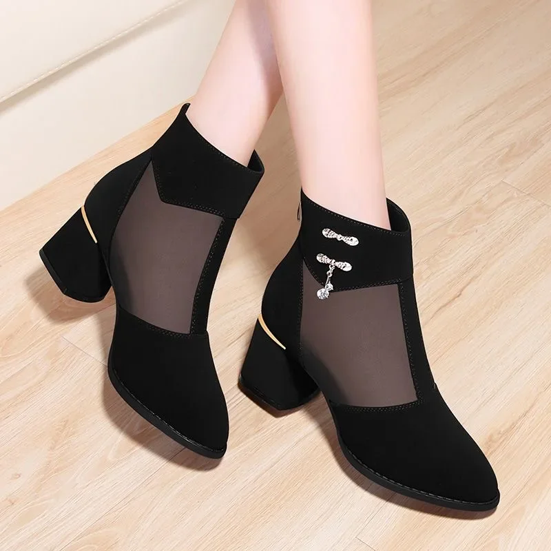 New Cool Boots Women Ankle Boot Hollow Sandals Fashion High heels Woman Excellent Ladies Shoes Mesh Female Shoe Botines Mujer