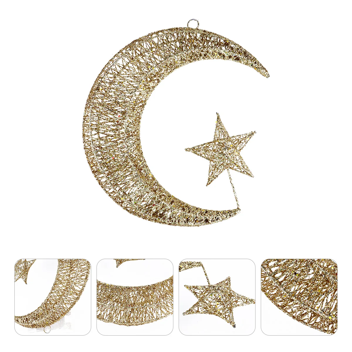 

Iron Wire Moon nament Sequins Home Star Moon Pendant Hanging Decor Decor Garden Porch Entry Christmas Gift Pendant