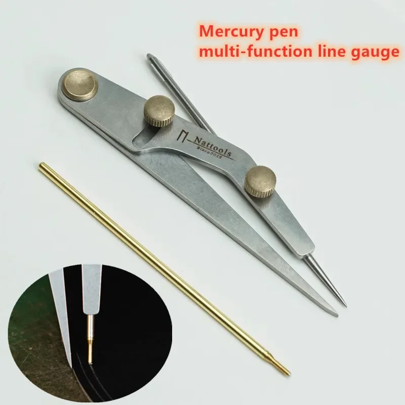 Brass Mercury Pen Multi-function Line Gauge DIY Leather Tool Accessories Leathercraft  Tanned Leather  Marking Cutting Supplies