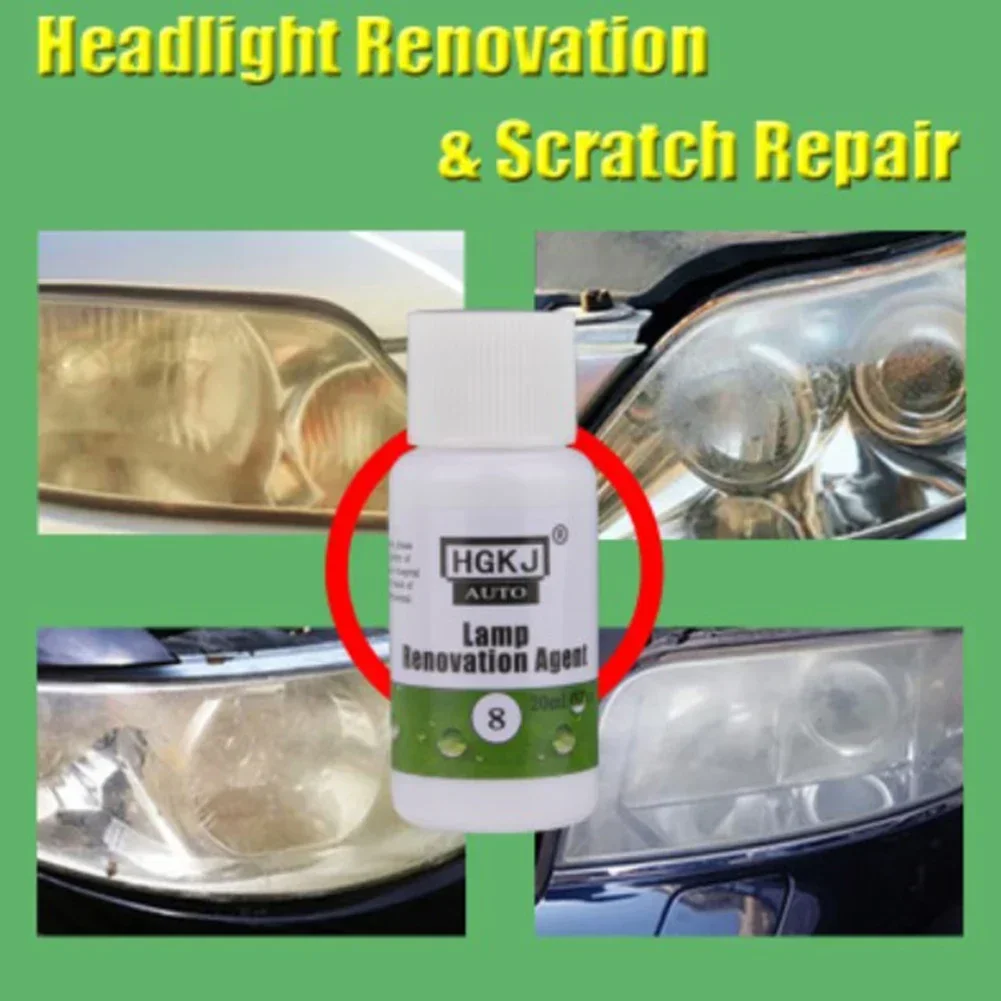 20ML Headlight Restorer HGKJ 8 Car Lights Polishing Kit Chemical Repair Renovation Auto Detailing Liquid Polymer Protect Coating