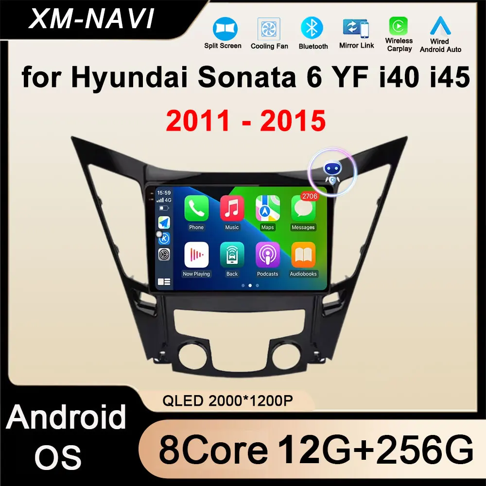 

Автомагнитола Android 16 с беспроводным CarPlay и 4G для Hyundai Sonata 6 YF i40 i45 2011-2015, мультимедийный плеер, GPS-навигация, без 2DIN