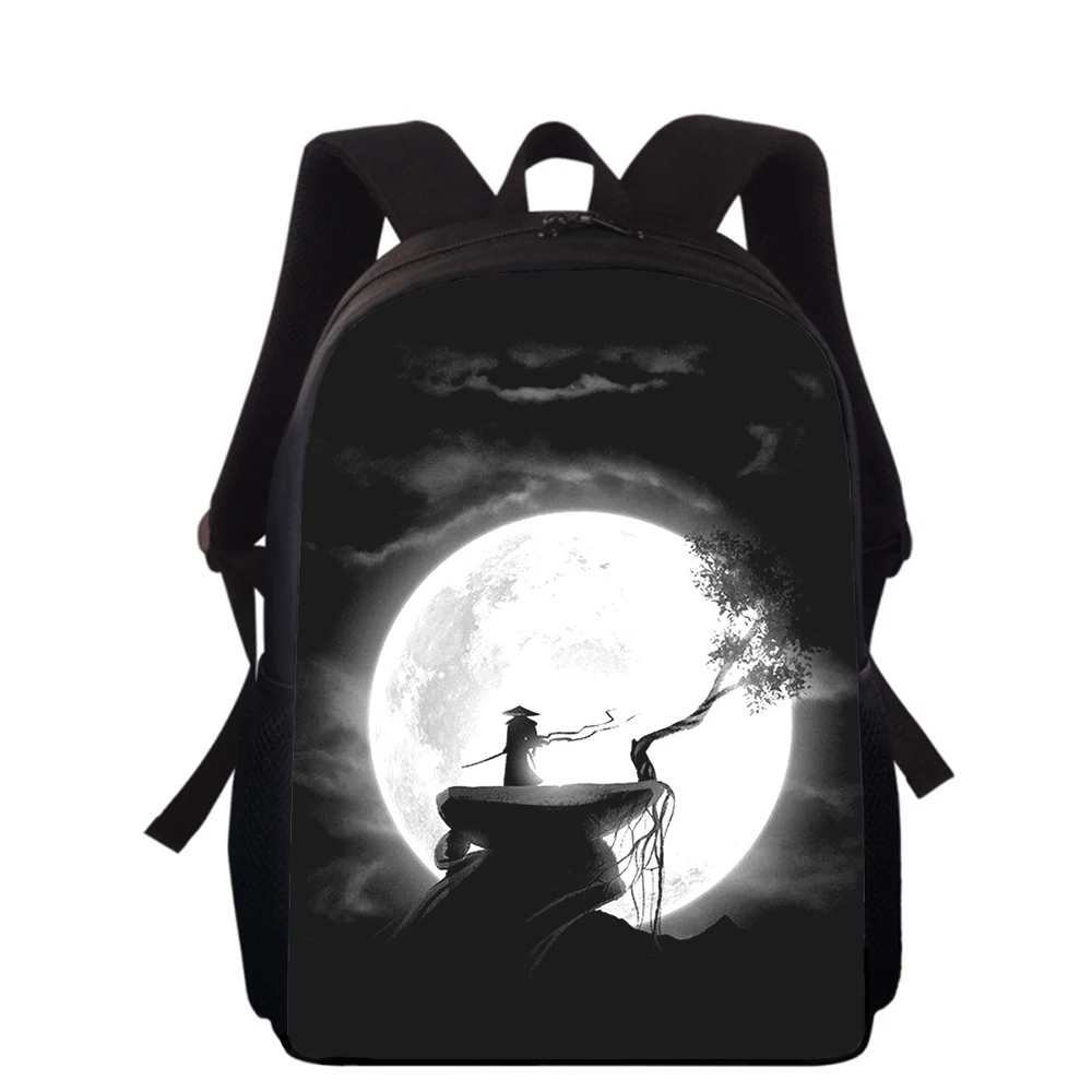 Samurai 3D Print Primary School Bags, Mochila Infantil, Mochila para Meninos e Meninas, Mochilas para Estudantes, 16"