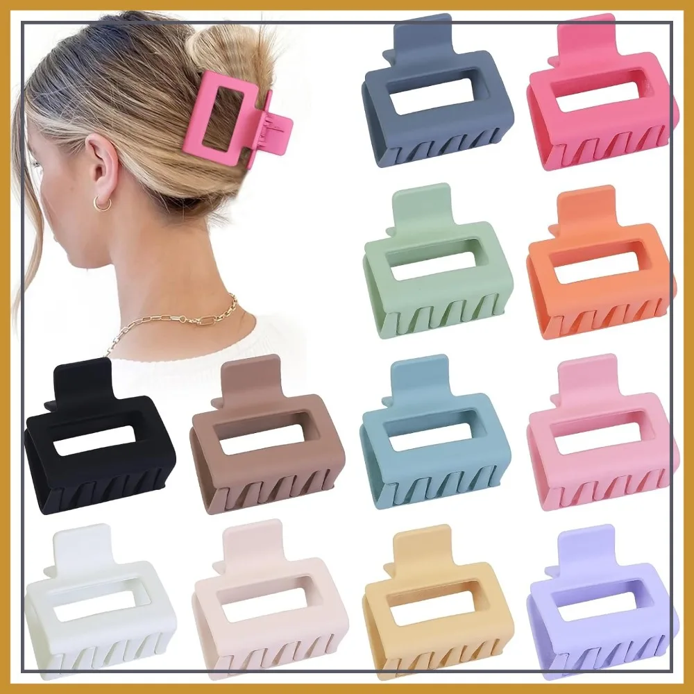 

12 Pcs 2 Inch Hair Claw Clips for Thin Hair, Matte Nonslip Acrylic Banana Jaw Clips Bulk Hair Accessories for Women