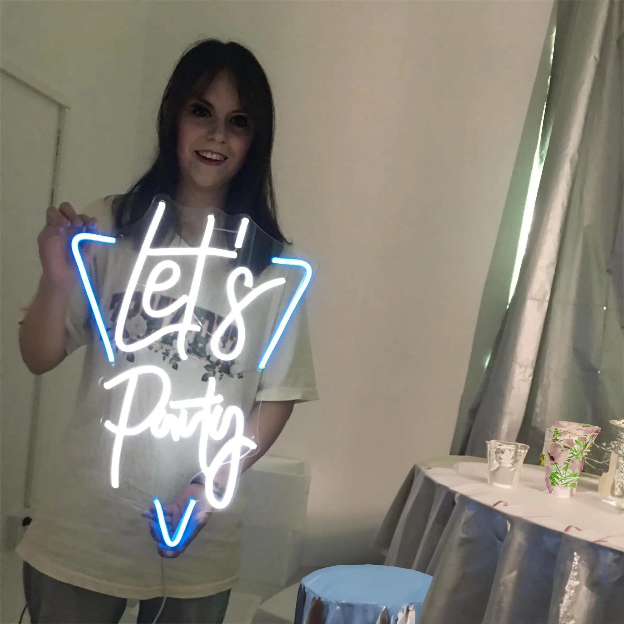 Let's Party LED Neon, USB Powered Dimmable LED Neon, Suitable for Parties, Game Room, Men's Cave Wall Decoration