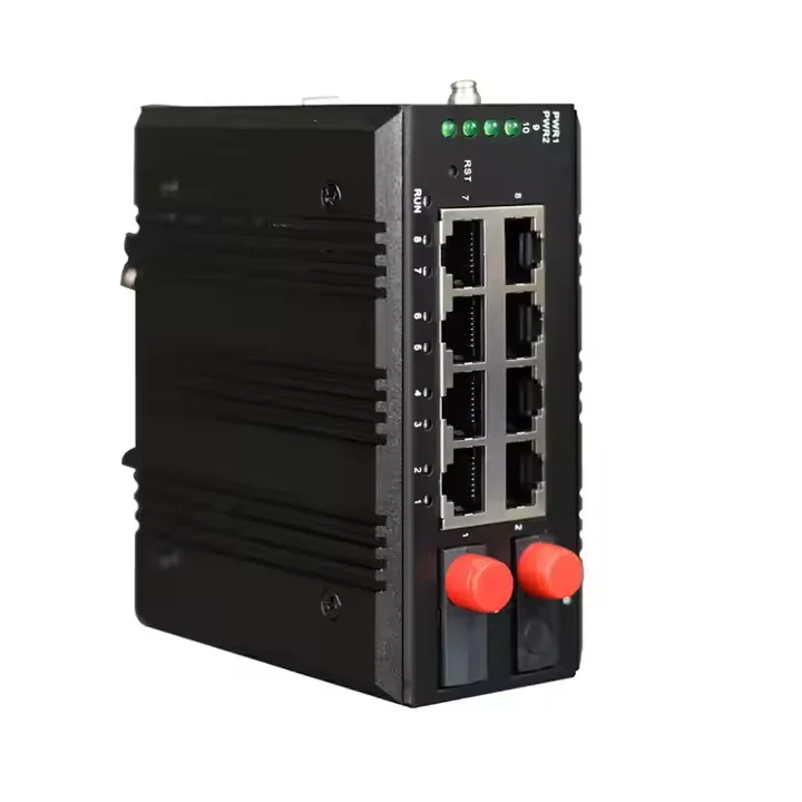 Industrial Managed Din Rail 8 Port Gigabit Ethernet + 2-Port 1000Base-FX (SFP) Industrial Switch With RSTP
