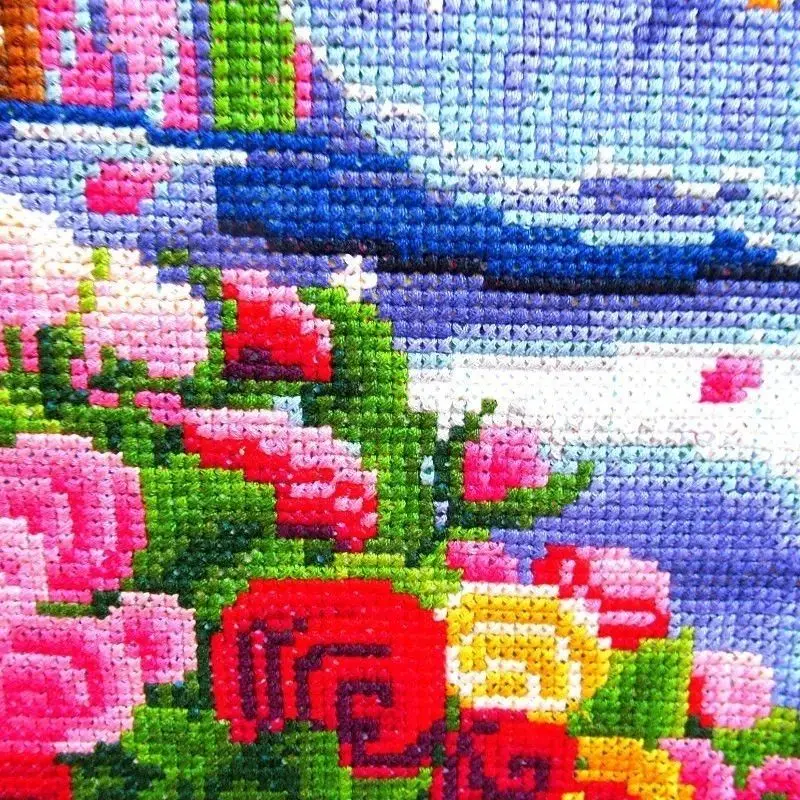 Handmade cross stitch finished product with moonlight, beautiful girls, children's bedrooms, cartoon, small modern and