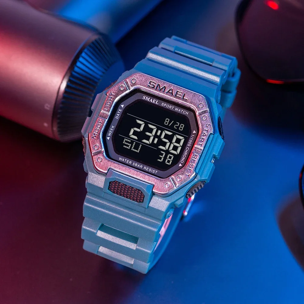 SMAEL-reloj deportivo para hombre, cronógrafo electrónico, resistente al agua hasta 50m, con luz nocturna, para exteriores, 8059