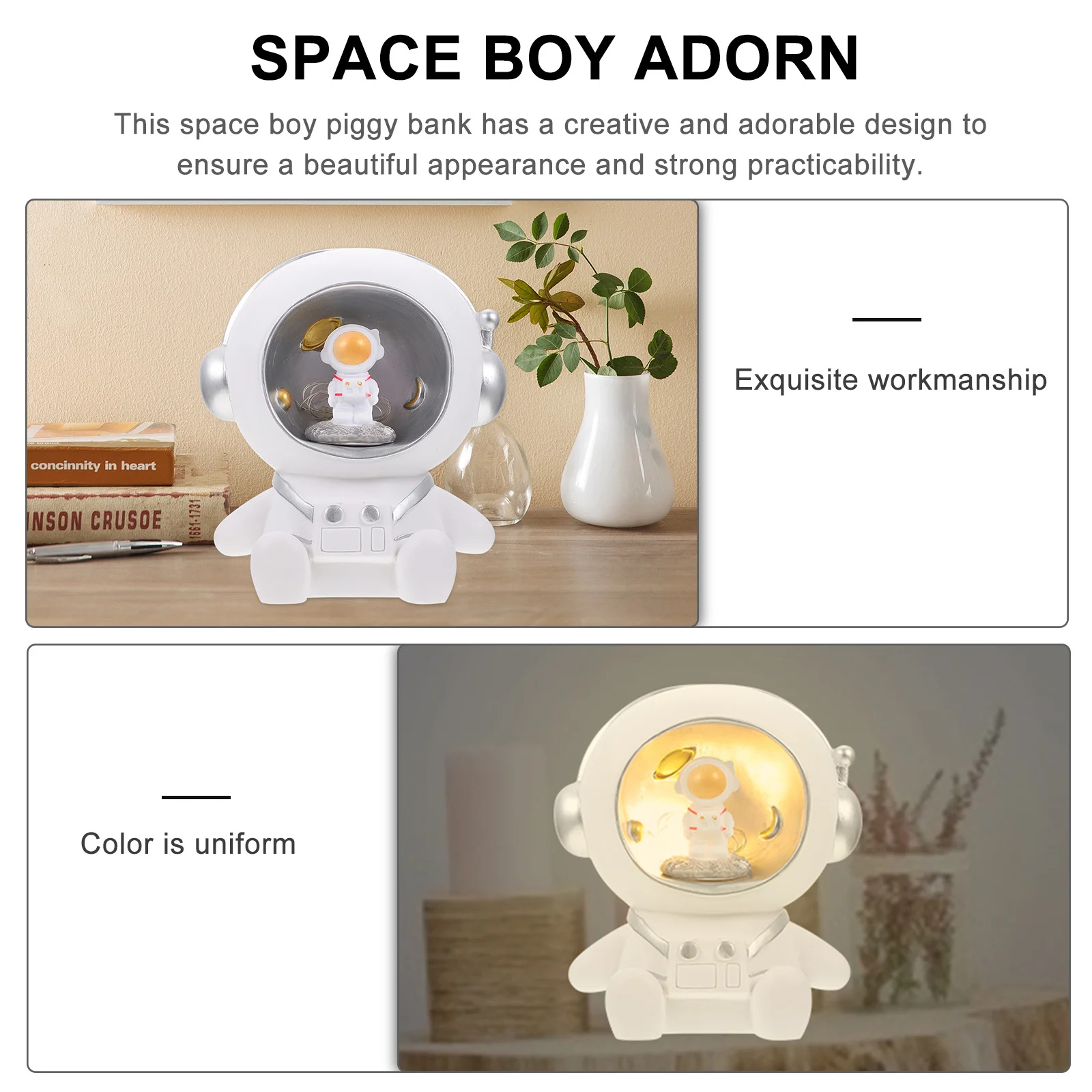 1Pcs Night Light Money Saving Pot Space Boy Ornamental Creative Home Decor Bedroom Living Room Luminous Astronaut Design Coin