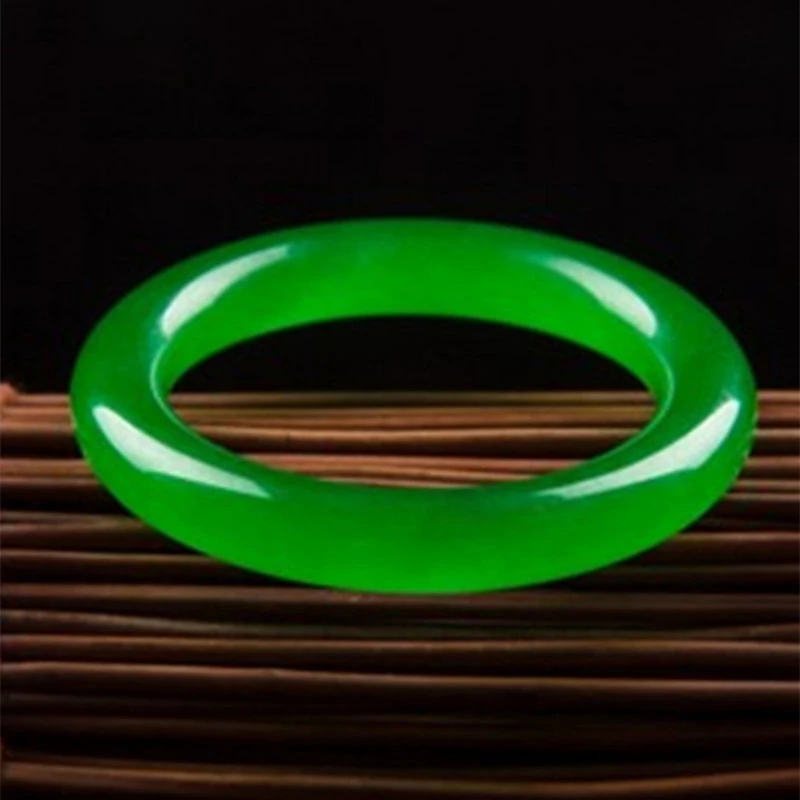 China Natural Green Hand-carved Round Bar Jade Bracelet Fashion Boutique Jewelry Men's and Women's Bracelets Popular Gifts