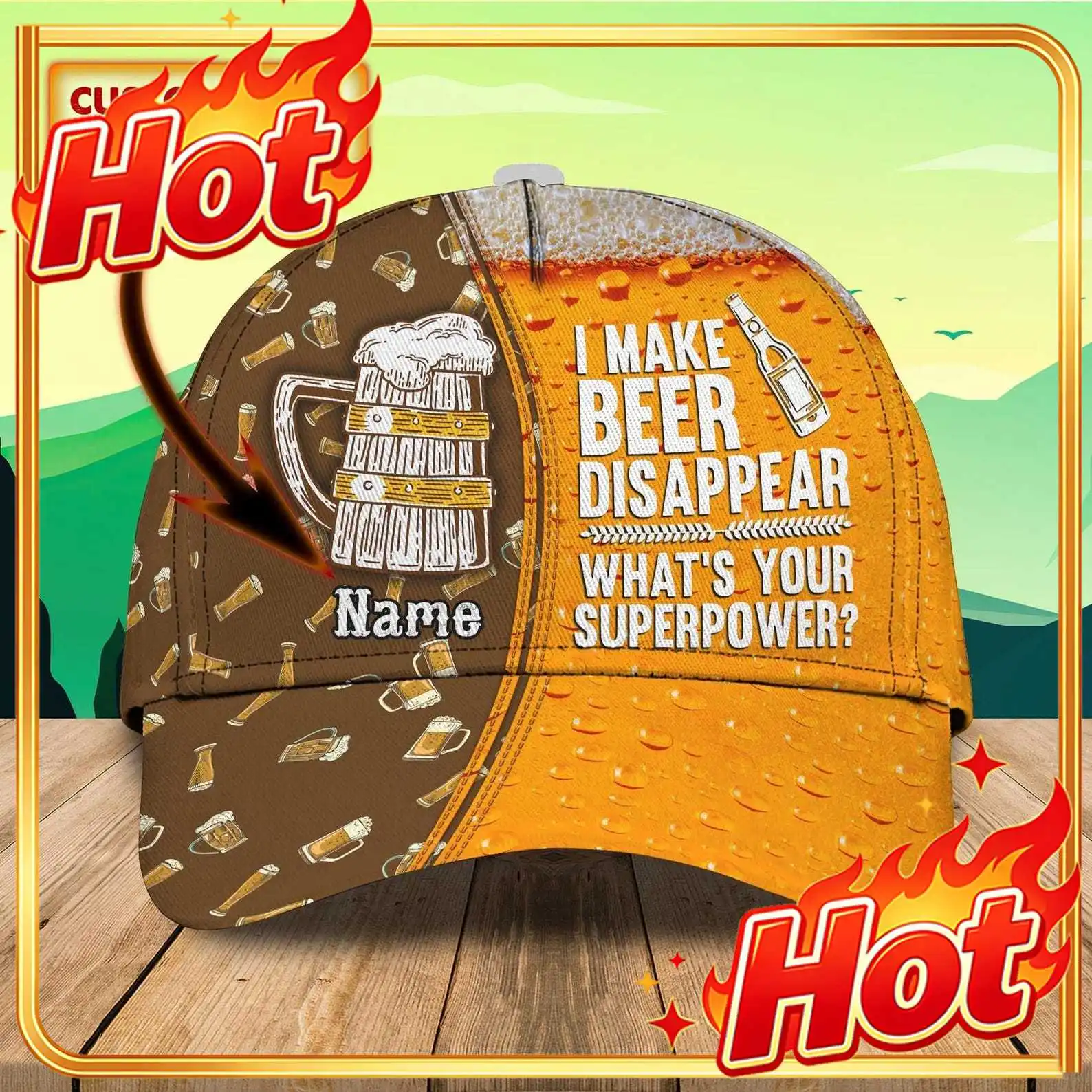 Custom Custom Beer Cap – I Make Beer Disappear What’s Your Superpower Cap – Funny Drinking Hat Gift For Beer Lovers, Personalize