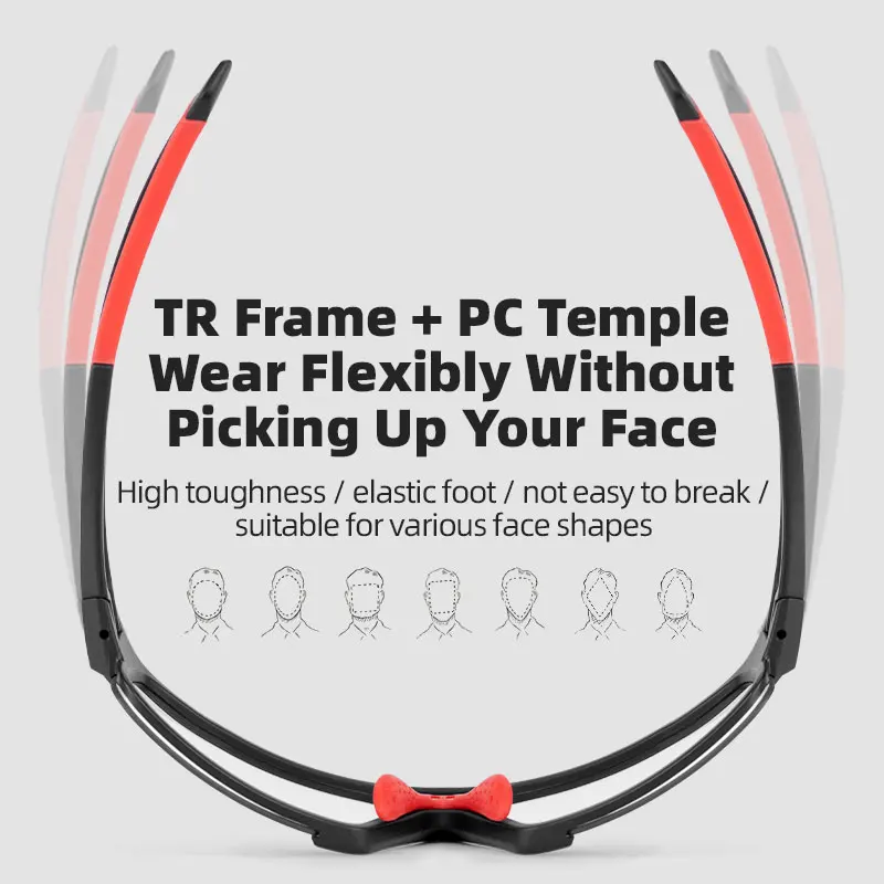 ROCKBROS 남녀공용 사이클링 안경, 편광 렌즈 근시 프레임 선글라스, 자전거 안경, 스포츠 안경