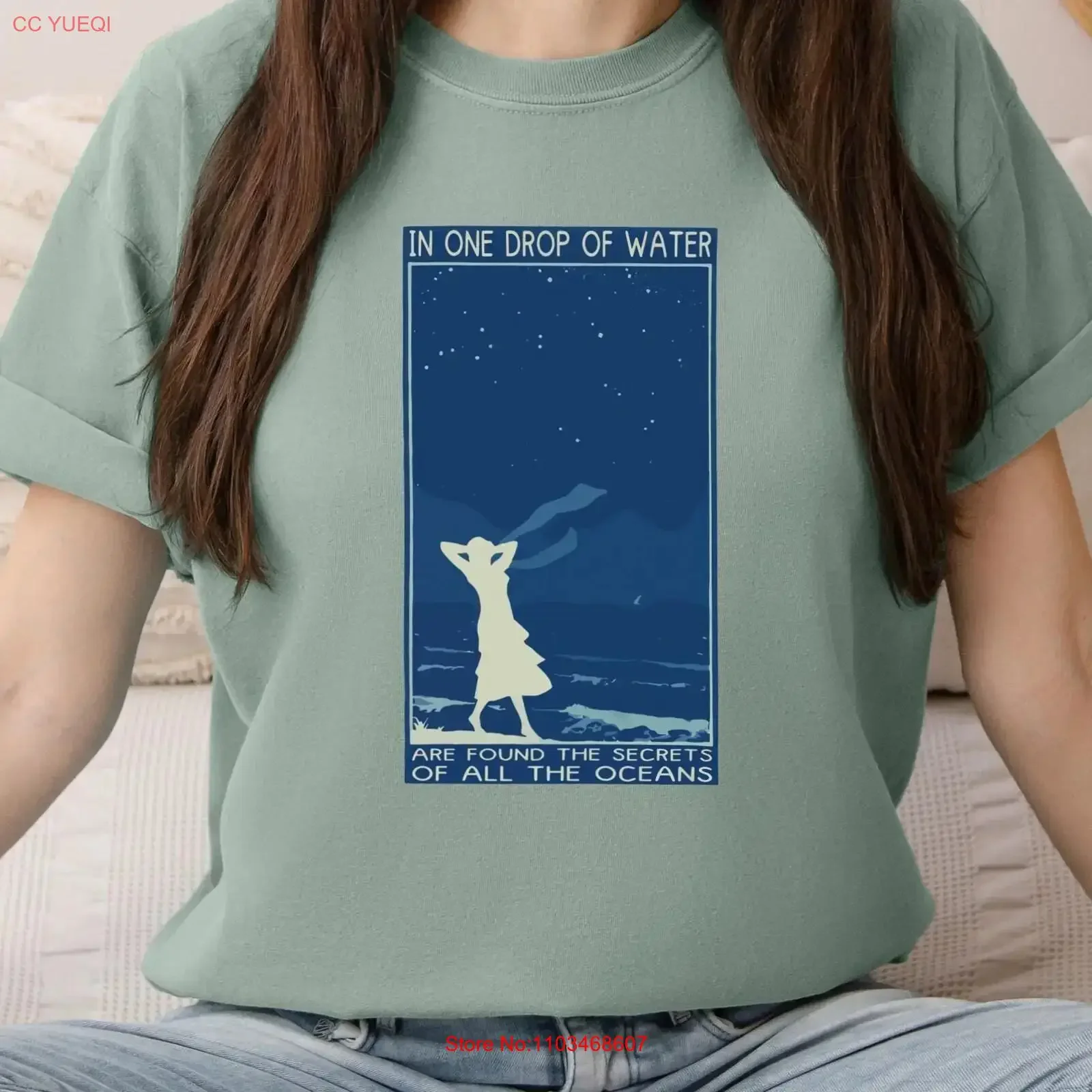 T-shirt de méditation d'éveil spirituel dans une goutte d'eau, secrets tous les océans, pleine conscience, Yoga, inspirant la sagesse Zen, Dharma