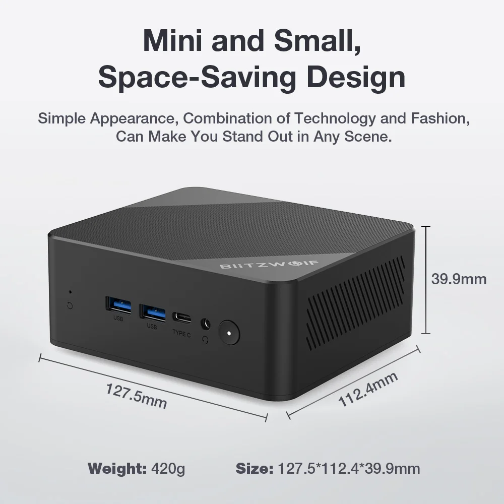 Blitzwolf MPC3 Mini PC AMD Ryzen 5 3500U Quad Core 16 GB di RAM DDR4 512 GB SSD 4K Dual HD Doppia uscita Windows 11 Pro Mini computer