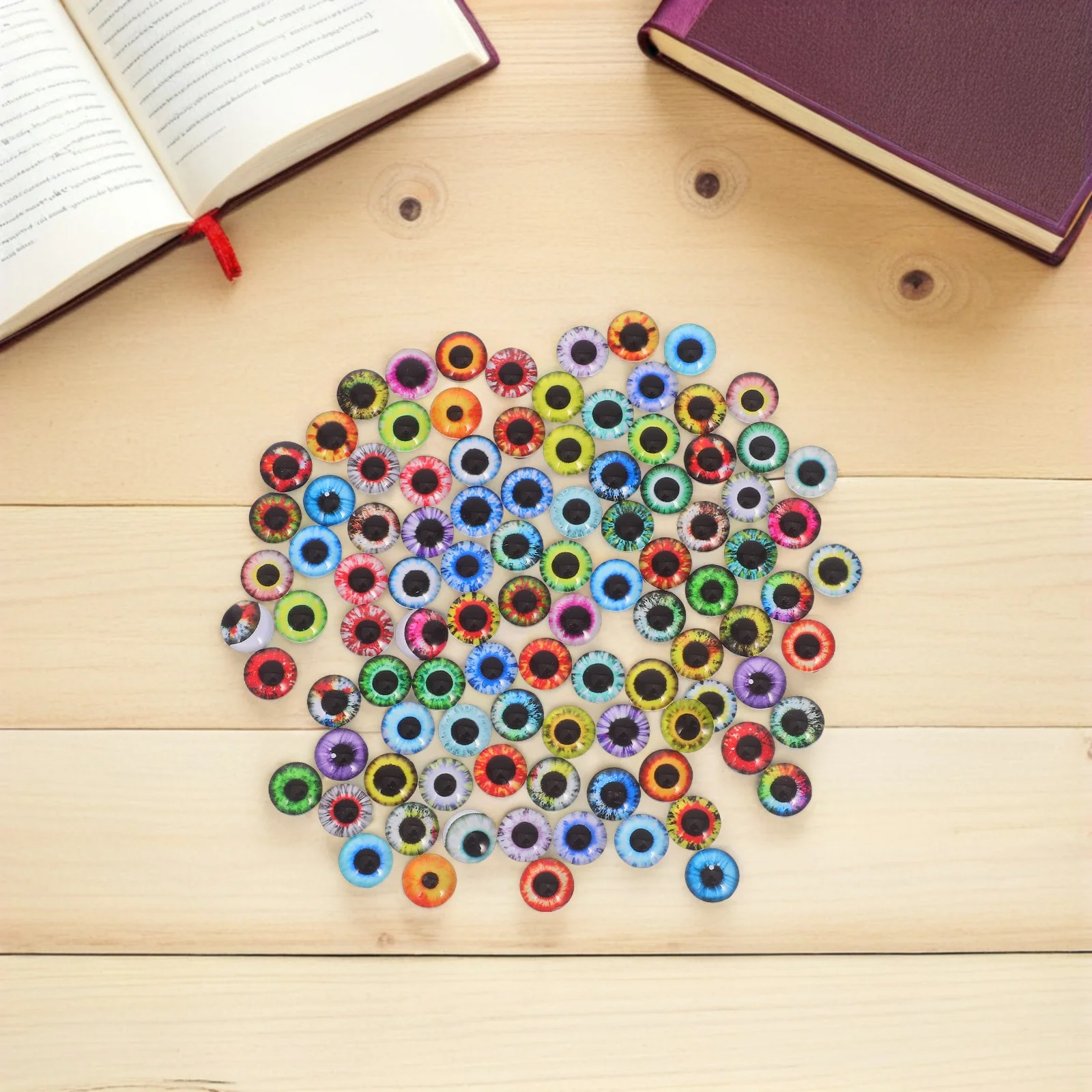 

100Pcs Glass Dragon Eye Flat Back Cabochons Durable Realistic Animal Eyes for Jewelry Making Halloween Crafts Flat Back Gems