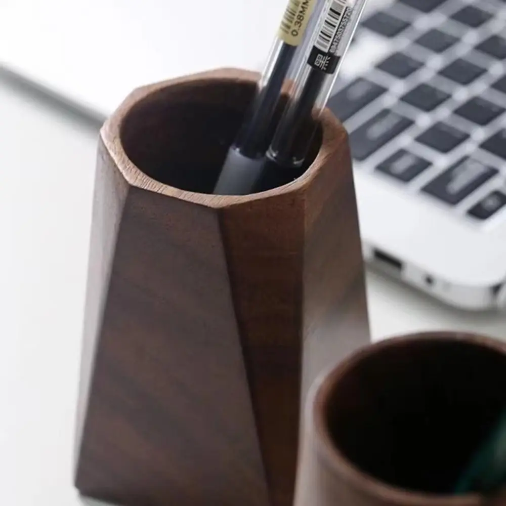 High Quality Wood Pen Holder Large-capacity Portable Pen Container Stationery Storage Holder Back To School