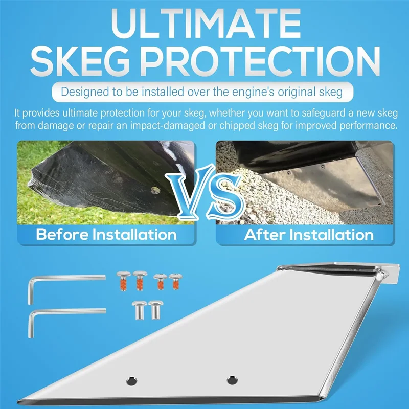 Skeg Guard Safe-Skeg Protector Kit #27071 Marine-Grade Stainless Steel Replacement for Mercury, Force, Honda, Nissan/Tohatsu