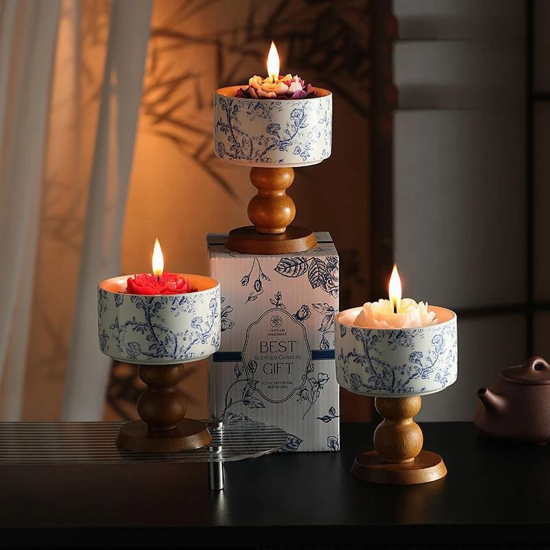 Candela per aromaterapia con supporto, tazza senza fumo, cera vegetale naturale, festa di compleanno, matrimonio, regalo romantico, candela profumata