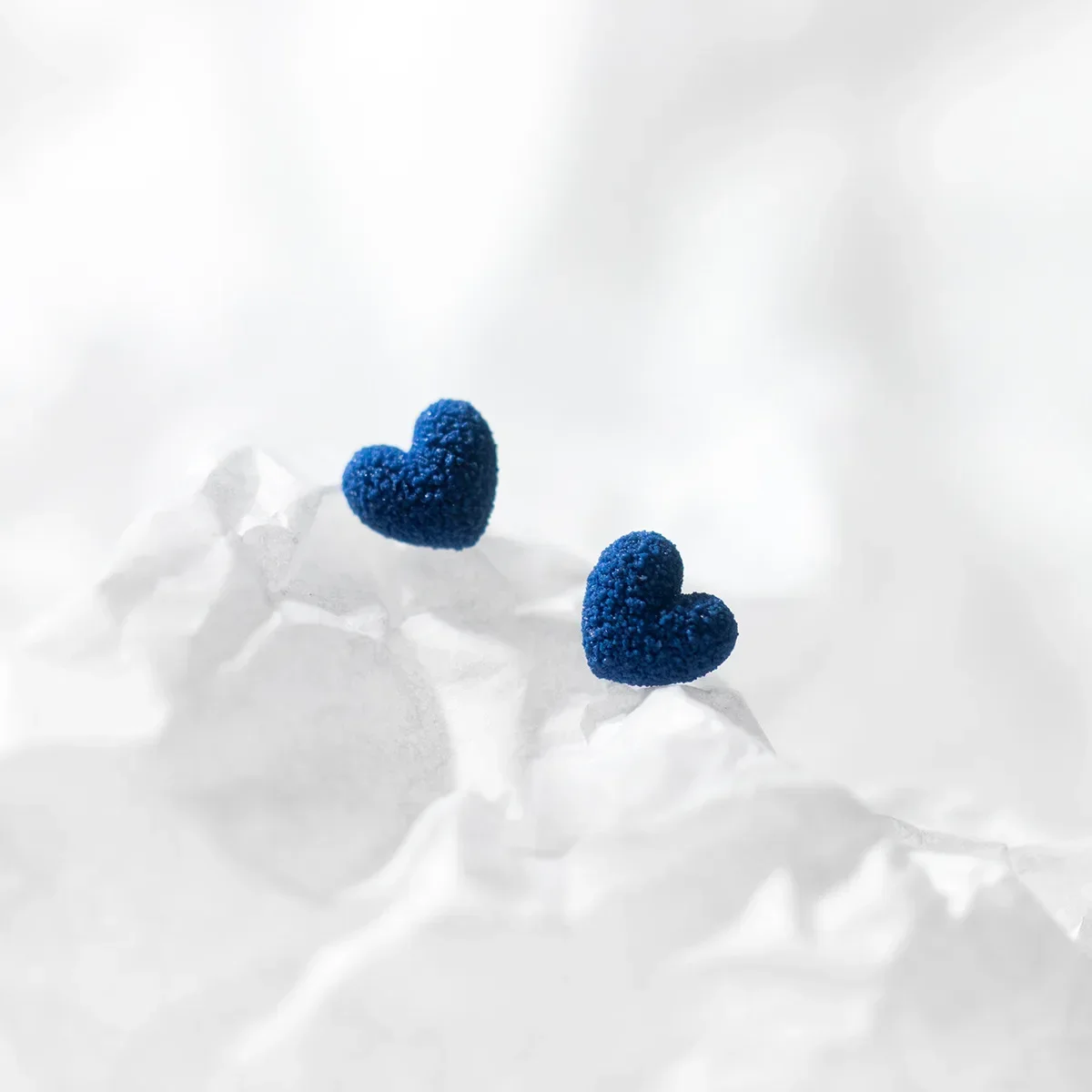 Korean 925 Sterling Silver Blue Heart Ceramics Mini Stud Earrings For Women Kids Wedding Party Jewelry Gift Female Pendientes