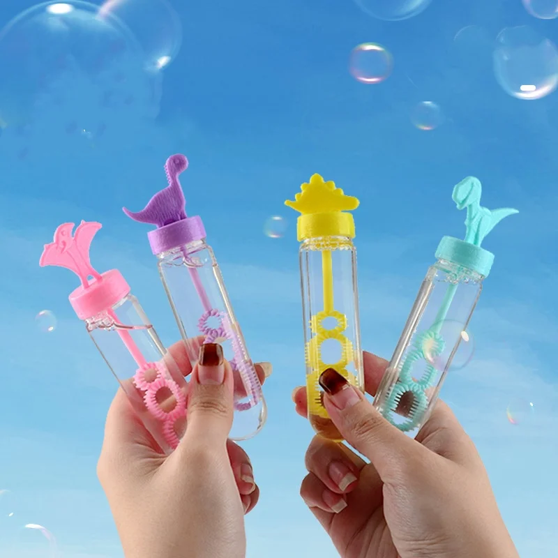 10pcs/bag Colorful Bubble Tube Toy Cute Dinosaur Shape Bubble Machine Kids Birthday Party Favors Treats School Goodie Filler