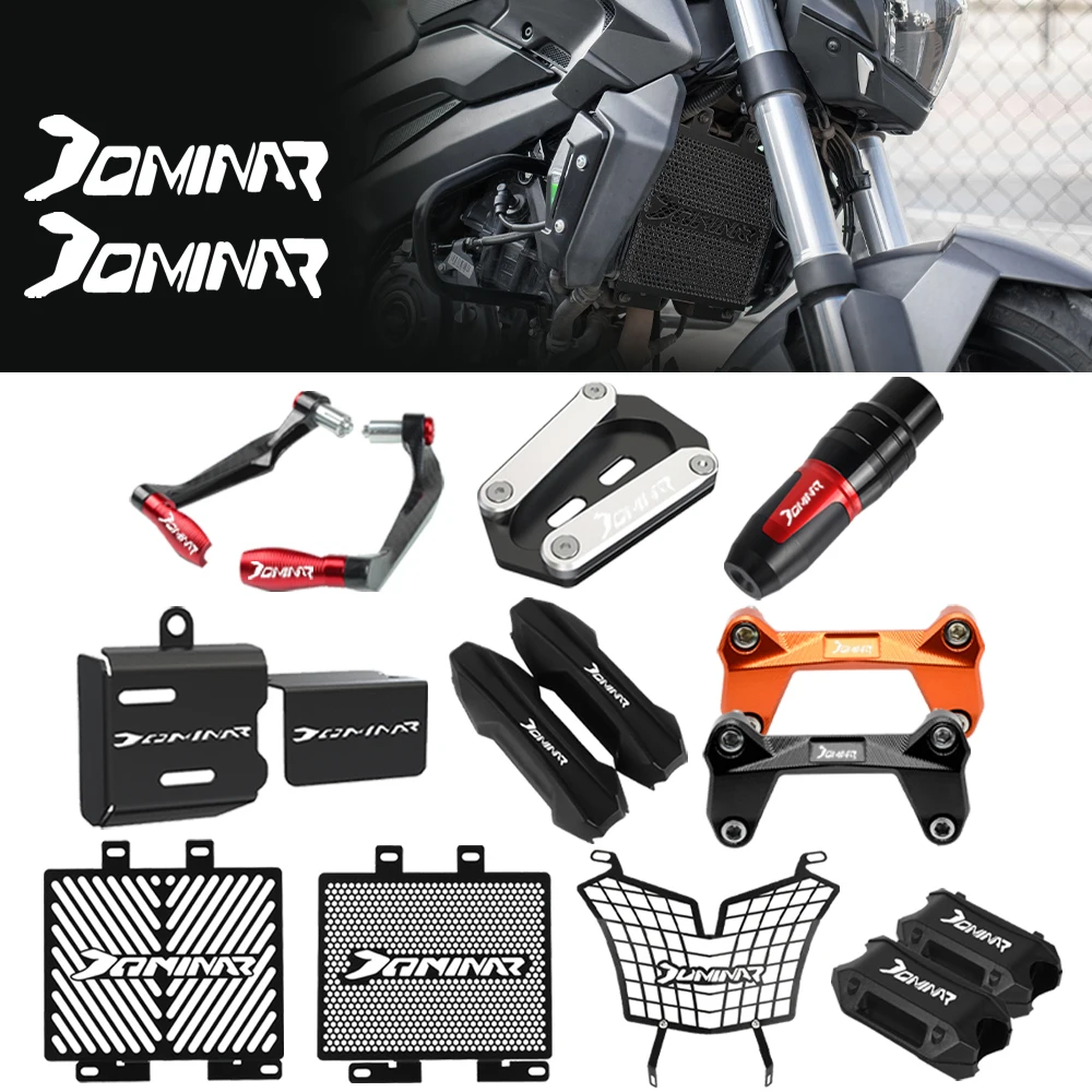 

FOR BAJAJ DOMINAR 250 DOMINAR 400 Headlight Guard Side Stand Brake Fluid Reservoir Radiator Guard Handlebar Risers Lever Guard