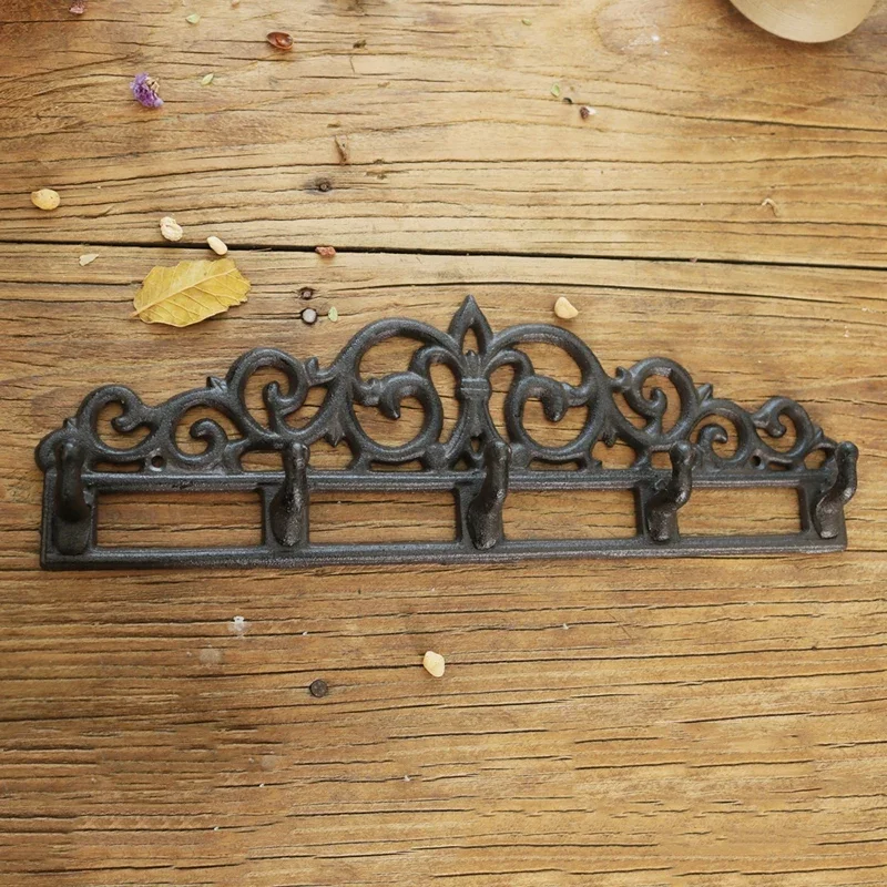 European Vintage Creative Coat Row Hook Cast Iron Hook Black Coat Hook Fitting Room Bathroom Wall Hanging Coat