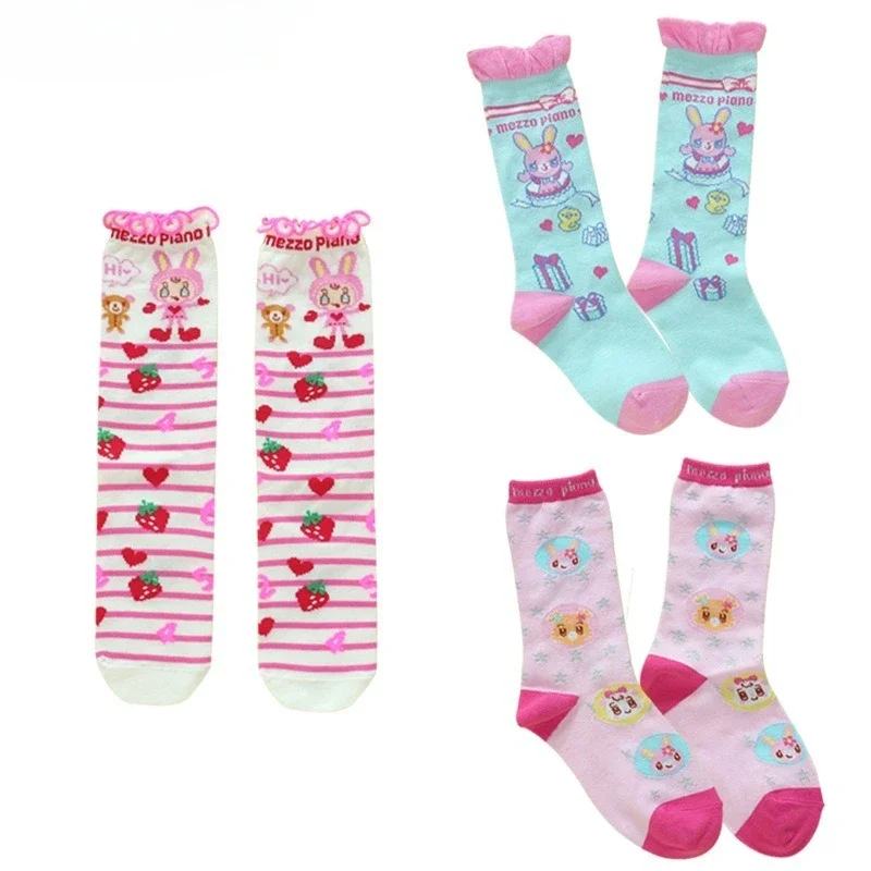 Japanese Girl Socks  Cartoon Cute Sweetheart Strawberry Rabbit Long Princess  Baby Girl Sock