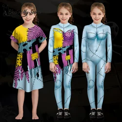 [You're My Secret] The Nightmare Before Christmas Anime Cosplay Costume Halloween Sally Girl Printed Party Bodysuits