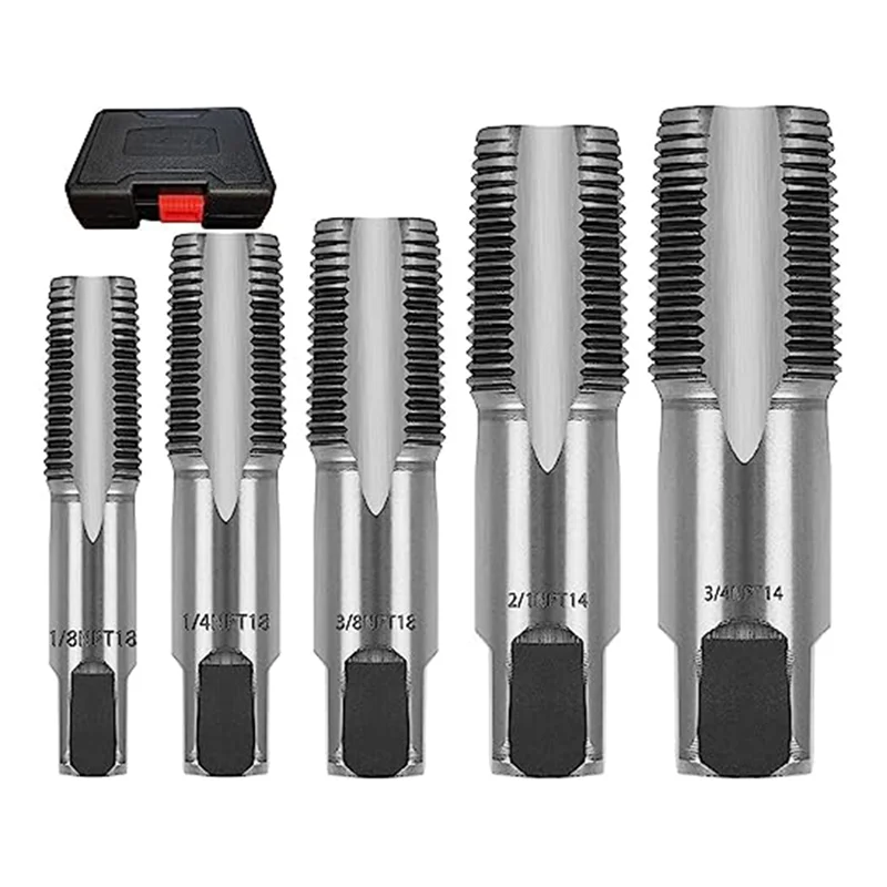 

5Piece NPT Pipe Tap Set,1/8In,1/4In,3/8In,1/2In and 3/4In Npt Tap for Assorted Plumbers Mechanics and DIY Thread Cutting