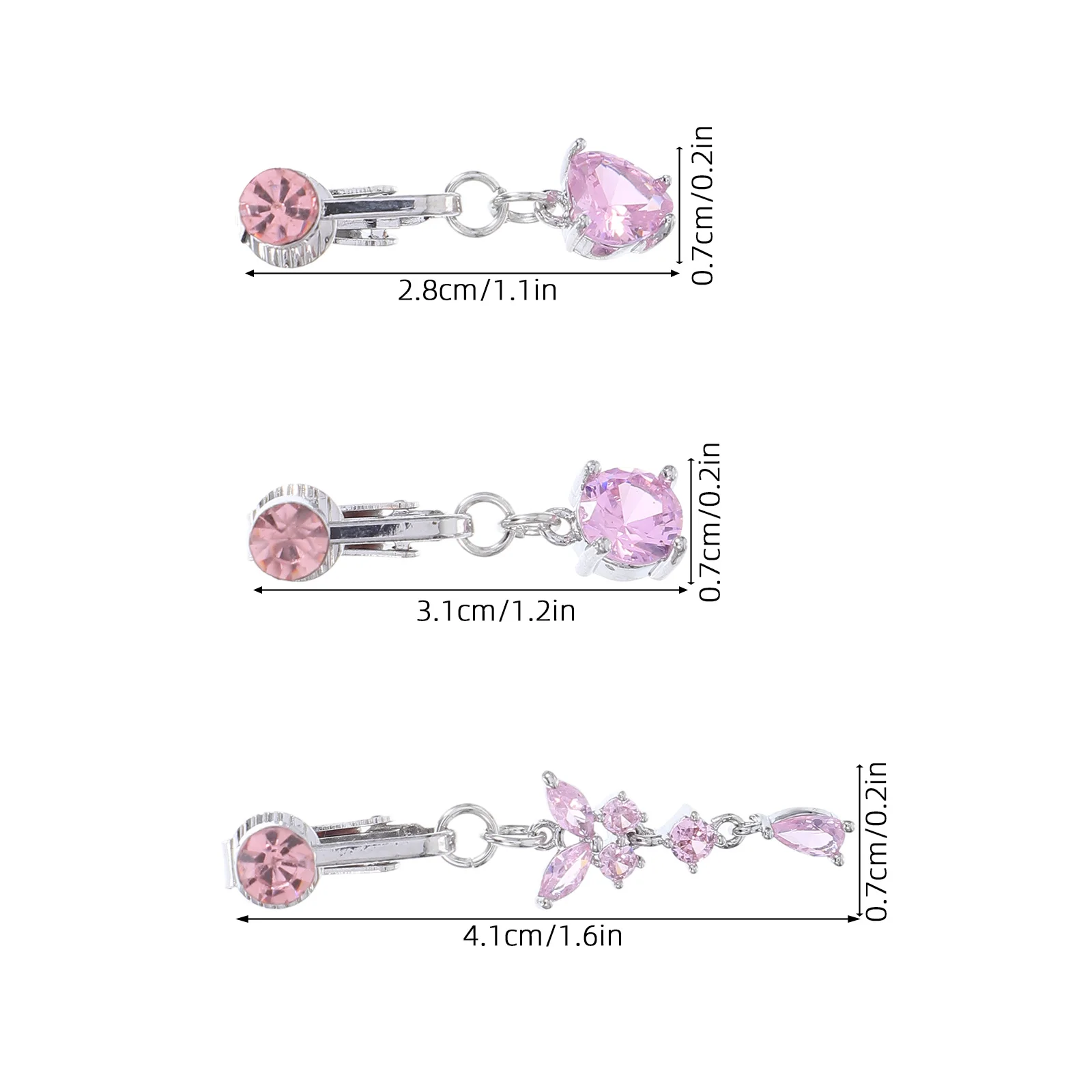 3 قطعة كليب على حلقات السرة وهمية ثقب القلب فراشة زركونيا البطن زر مجوهرات النساء عادية موضة اكسسوارات الحفلات