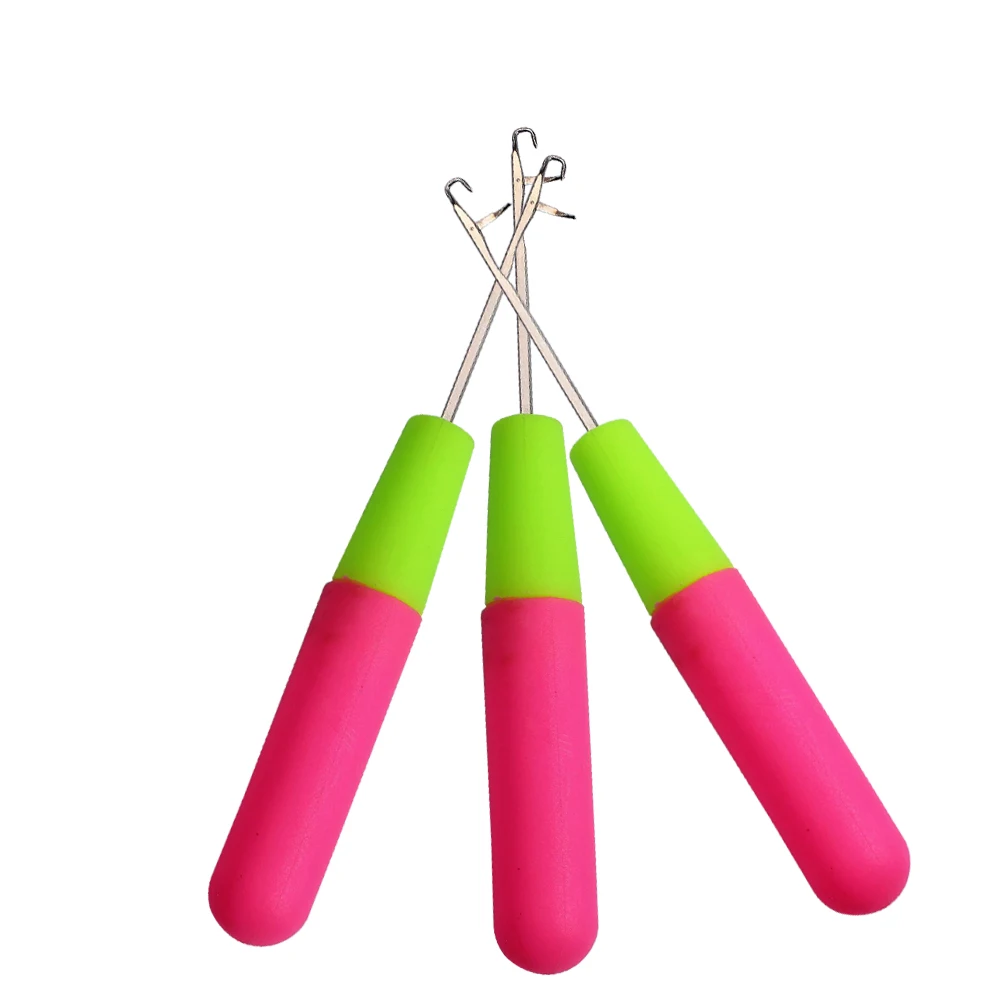 

Pink Latch Hook Crochet Needle Knitt Hair Weaving Dreadlocks Accessories Plastic Handle Hook Needle For Making Jumbo Braiding