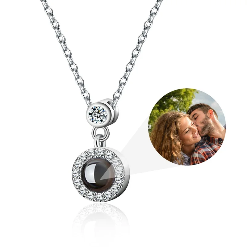 Personalisierte Foto-Projektions-Halskette mit Bild im Inneren Ich Liebe Dich Halskette in 100 Sprachen Personalisierter Herzanhänger Geschenk – Detail 12