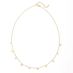 ZMZY Thin Chain Stars Bling Necklaces For Women Girls Gold Color Stainless Steel Choker Anniversary Gift Fashion Jewelry