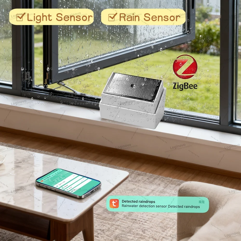 

2в1 Zigbee датчик дождя детектор осадков с яркостью обнаружения света Tuya Smart Life App Monitor для умного дома Автоматическая система