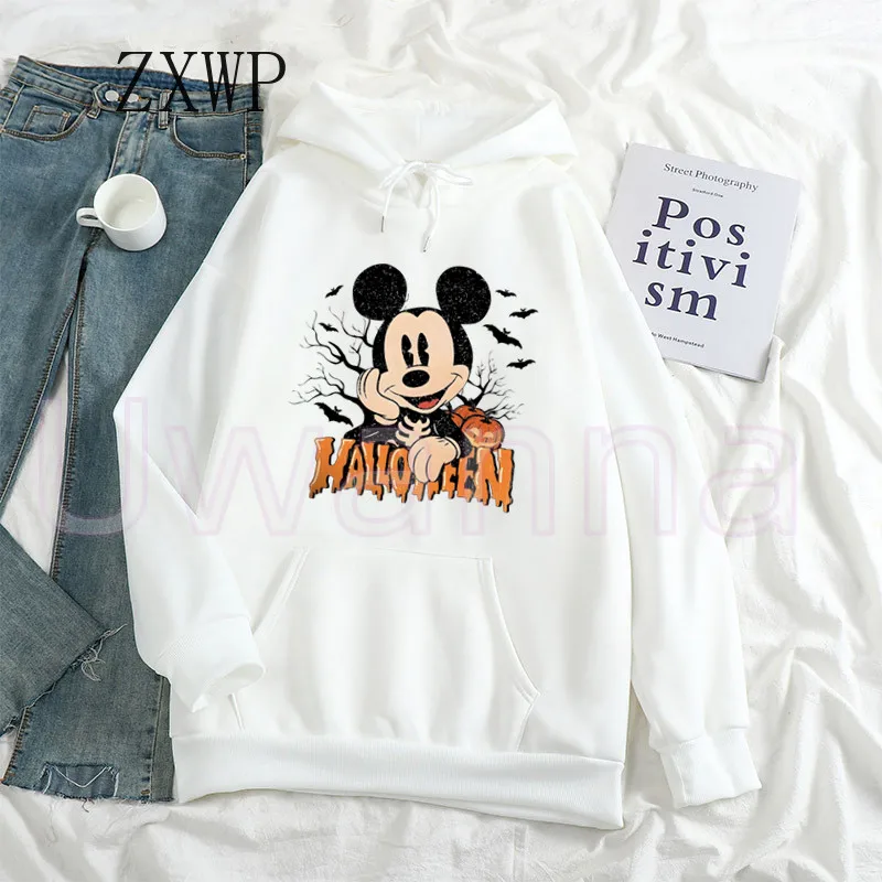 Mickey Mouse Hoodies Women Happy Halloween Minnie Festival Hoody Printed Unisex Hoodie Sweatshirts Long Sleeve Tops Clothing