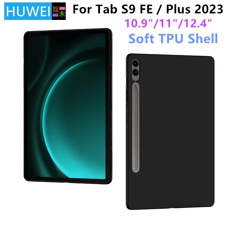 HUWEI Soft Case For Samsung Galaxy Tab S9 FE 10.9 SM-X510 X516B X516 Tablet for Tab S9 FE Plus S9+ Silicone TPU Shell Back Cover