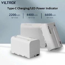 VILTROX NP-F550/F750/F950 Lithium Battery 6600mAh Portable Battery With Type-C Interface&LED Power Indicator for Monitor