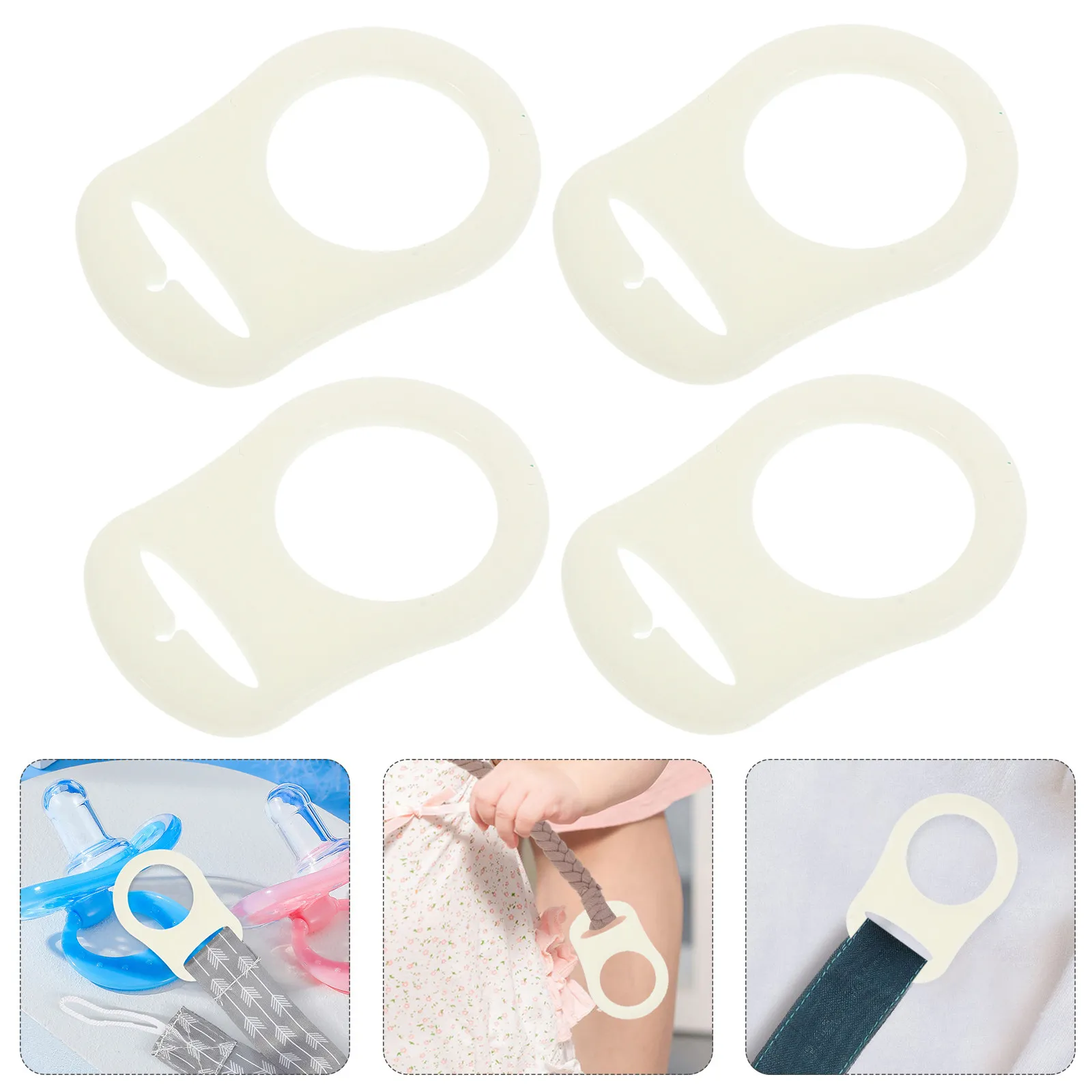 

10Pcs Silicone Pacifier Clips Pacifier Holders Adapter Rings Infant Teething Relief Anti-Slip Bottle Seals Toddler