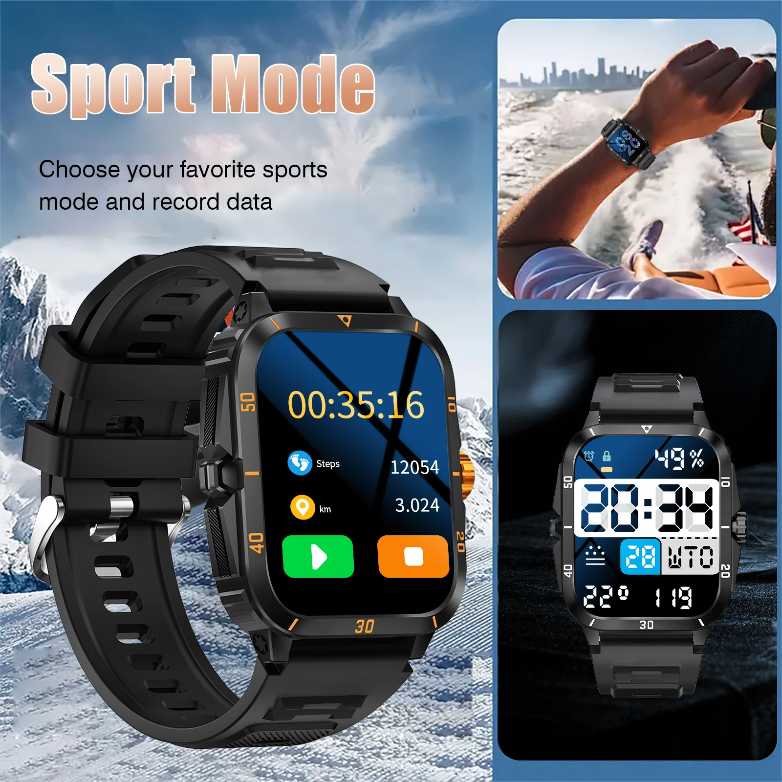 ساعة ذكية، مكالمات/قرص لاسلكي، وضع رياضي متعدد، تذكير عبر الرسائل القصيرة، تذكير بالمعلومات، لهاتف iPhone/Andriod