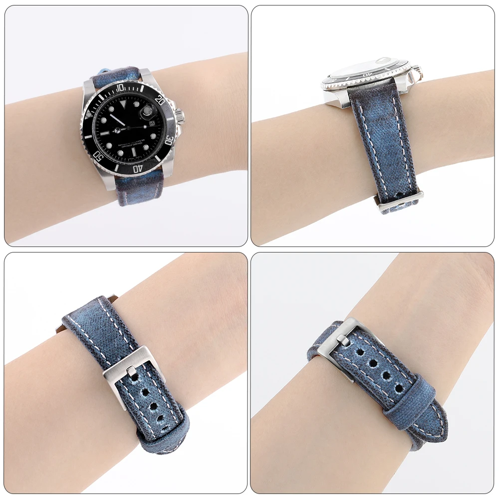 Handmade Canvas Watch Band 18 19 20 21 22 24mm Retro Watchband Men Watch Bracelet Strap Replacement Belt Gray Blue Brown Green