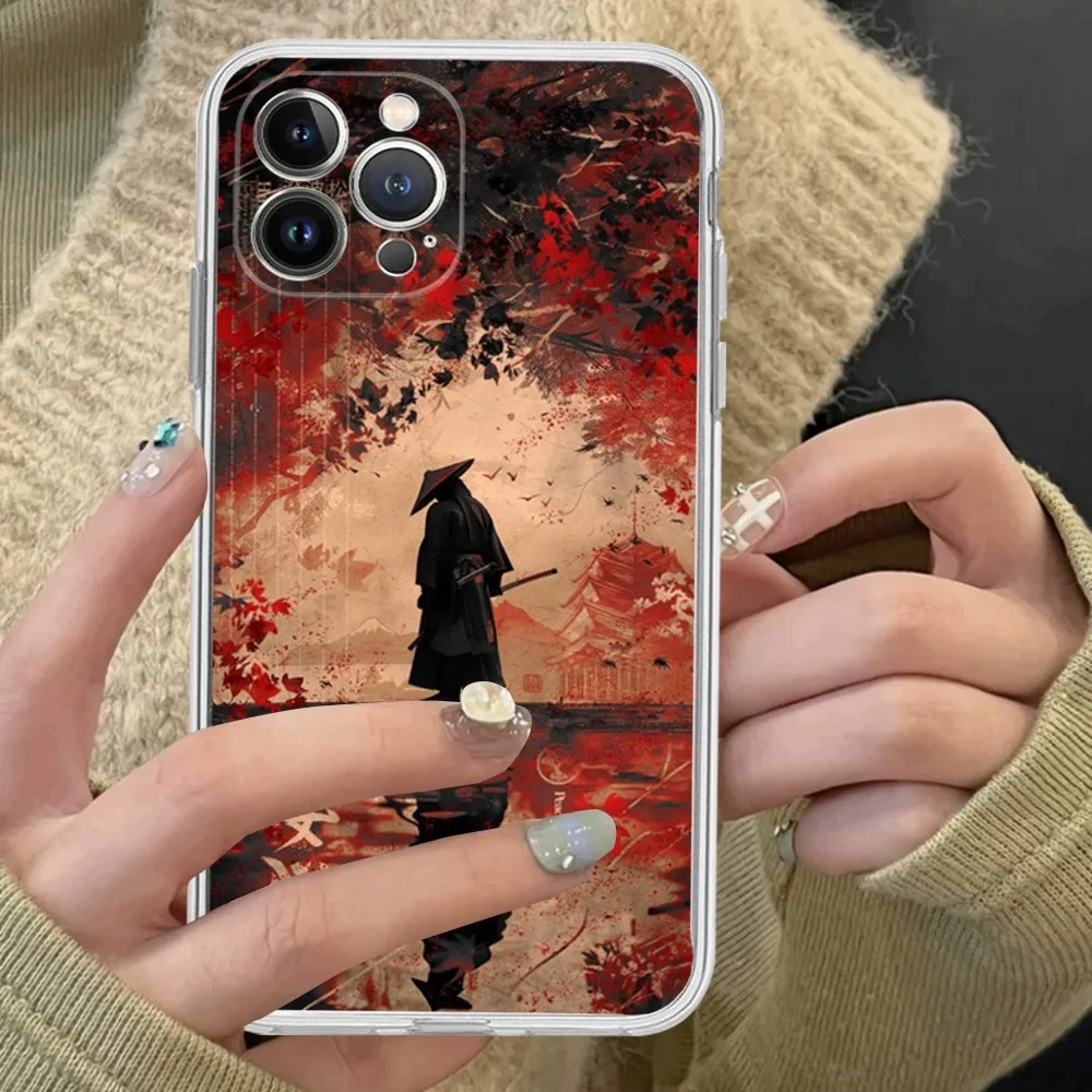 Japanese Samurai Warrior Phone Case Silicone Soft For Iphone 16 15 14 13 12 11 Pro Mini XS MAX Plus X Cover