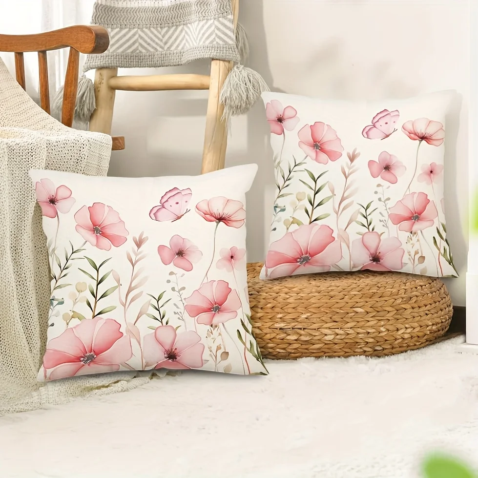 Chic Floral Print Throw Pillow - Perfect for Spring Home Decor - Soft, Stylish Cushion for Any Room or Sofa