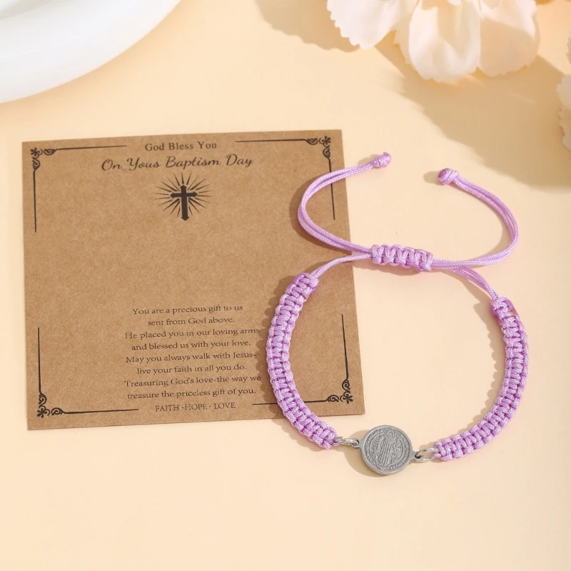  Vintage Benedict Crossed Pendant Adjustable Bracelet Unisex Faith Inspired Jewelry