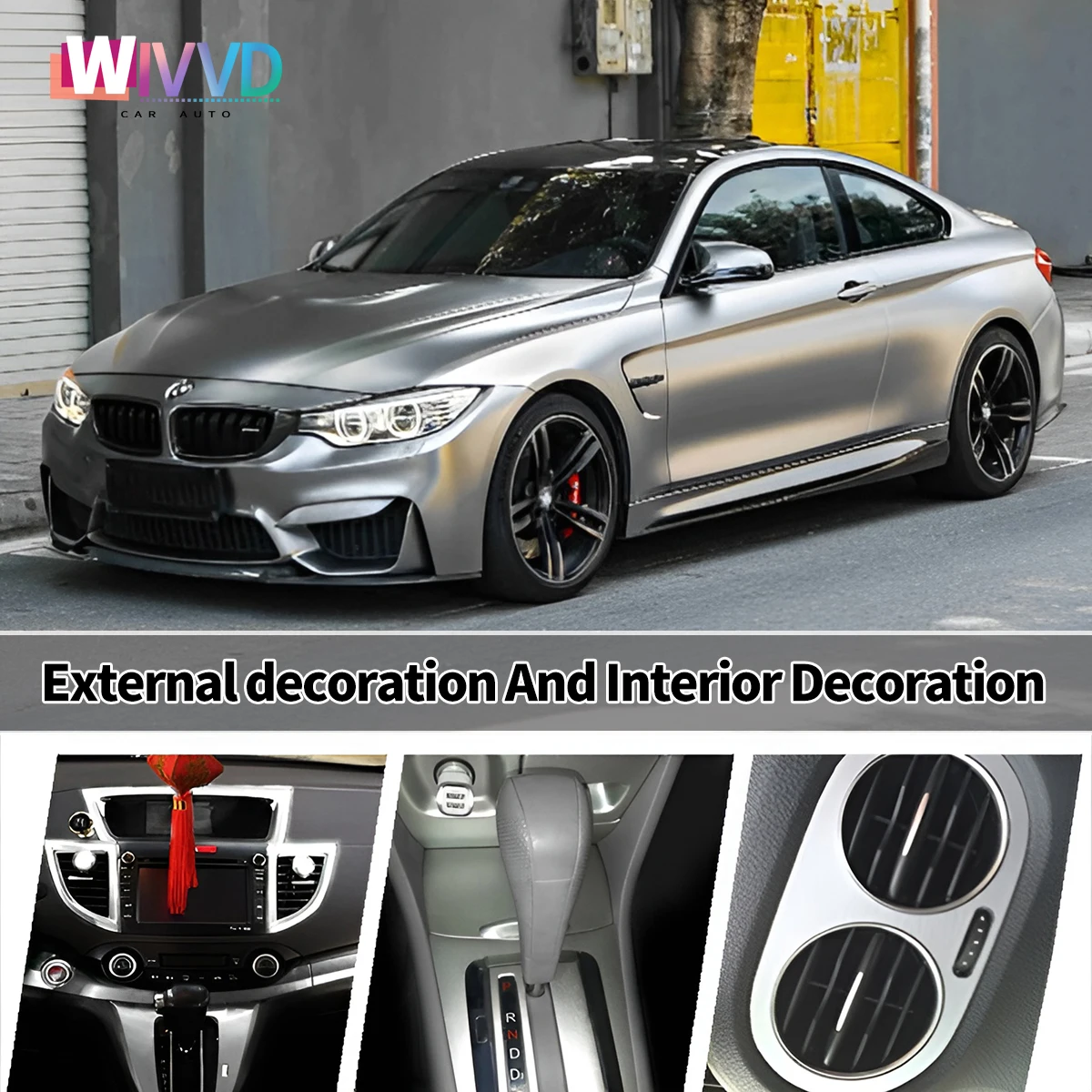 Alexandria Silver Vinyl Wrap PET Self Adhesive Sticker Waterproof  Decals Car Chrome Satin Silver Wraping For Car Motorcycle