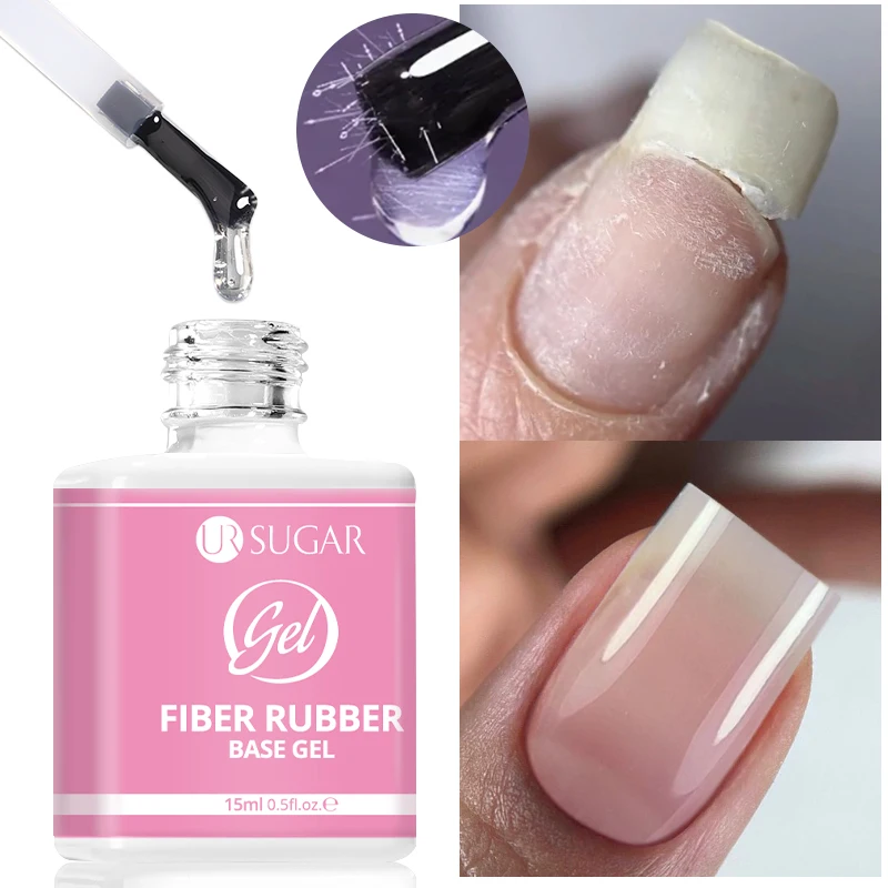UR SUGAR 1/2Pcs Clear Fiber Rubber Base Gel Manicure Broken Nail Repaired Construction Fiberglass Semi Permanent Soak Off UV Gel